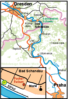 Karte nach Prag